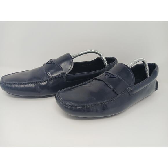 PRADA Leather Loafer Slip On Luxury Shoes Blue Men's Size US 9.5 Toro 2DD127 - Picture 6 of 16